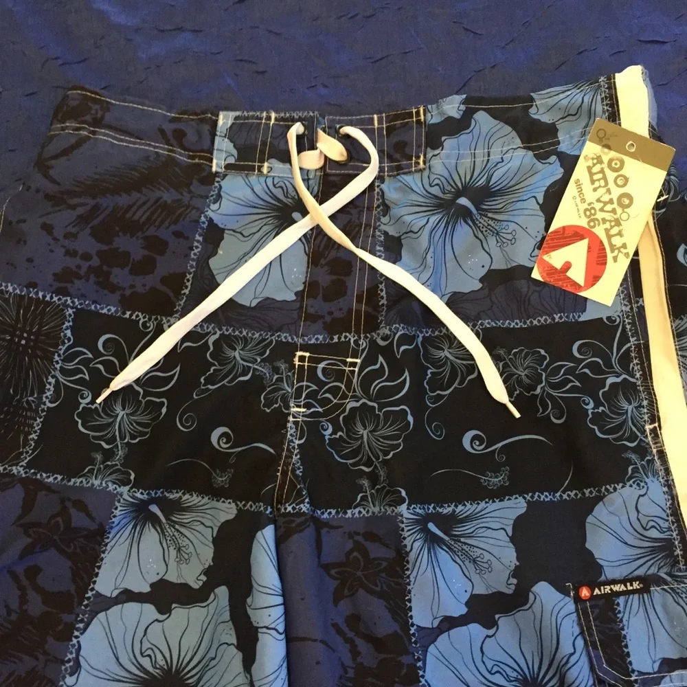 Airwalk Blue Floral Swim Trunks‎